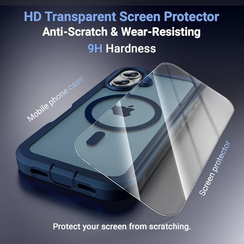 Ratcase Magnetic for iPhone 16 Case,[Screen Protector] [Compatible with MagSafe][Military Grade Drop Protection][Heavy Duty Protection][Shockproof] 2-Layer Durable Bumper Phone Case 6.1"-Blue by Ratcase - Image 6