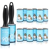 jiehu Fusselrolle,Fusselrollen 14 Rollen mit 90 Blatt,Fusselrolle ersatzrolle kleiderroller fusselroller schnelles und leichtes Entfernen von Staub Haaren und Flusen,insgesamt 1260 Blatt und 2 Griff