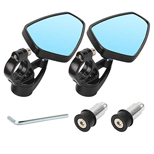 Rétroviseurs de moto GES universels 22mm en aluminium CNC avec miroir bleu ovale