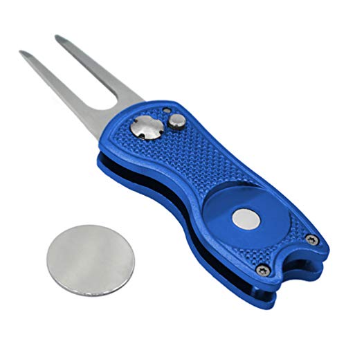 Golf Divot Repair Tool With Pop-Up Button & Magnetic Ball Marker Pitch Mark, Lightweight, Portable, Mini Divot Repair Tool, Best Choice For Professional Golfers (Blue(104)) #TOP1