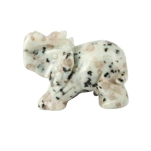 HUFFA Natural Jade Elephant & Pink Crystal Elephant - Handcrafted Aventurine Animal Carving - Small Decorative Figurine for Home & Garden
