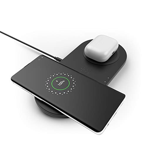 Image of Belkin Quick Charge Dual Wireless Charging Pad - 10W Qi-Certified Charger Pad for iPhone, Samsung, Apple Airpods & More - Charge While Listening to Music, Streaming Videos, & Video Calls - Black