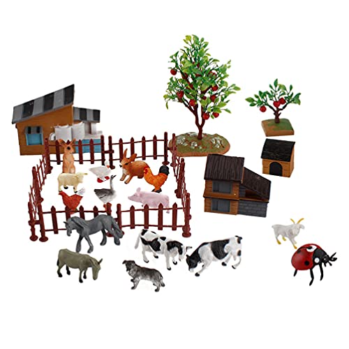 jojofuny 動物フィギュア 農場動物 セット 28個 家畜 リアル 動物模型 ミニチュア 動物モデル 情景コレクション 養殖場 農場 インテリア 誕生日 プレゼント（Amazon）