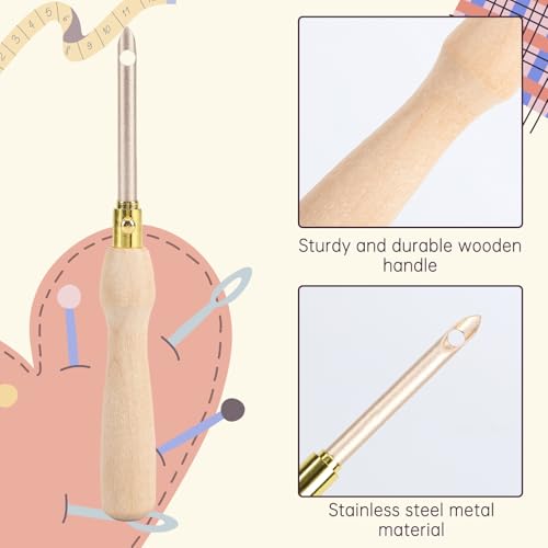 AUGSUN 13 Piece Punch Needle Kit, Embroidery Tool Set with 0.039 inches 0.047 inches 0.055 inches 0.062 inches 0.070 inches 0.078 inches Punch Needle DIY Craft Set for Embroidery Floss Cross Gifts