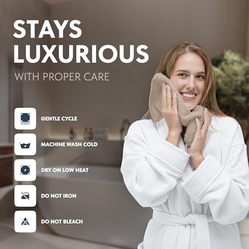 White Classic Luxury Cotton Washcloths 13x13 Inch - 650 GSM Turkish Cotton | Hotel, Spa, Bathroom Face Towel | 12 Pack, Taupe