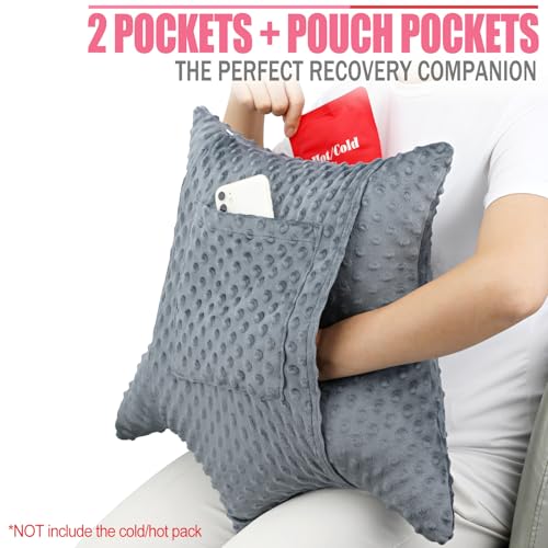Star Shape Hysterectomy Pillow for Abdominal Surgery with 2 Pockets, Hysterectomy Pillows Must Have Recovery Gift Post Surgical Stomach Tummy Tuck Belly Cushion, Minky Dot Dark Gray by BNRendles - Used condition - Image 2