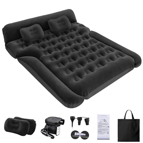 YOOHBERRYS Materasso Auto, 182 * 144cm Materasso ad Aria SUV con Pompa ad Aria e 2 Cuscini, Materassino ad Aria Gonfiabile per Auto Ispessito Floccato per Viaggi, Campeggio