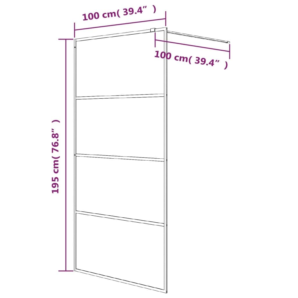 Mampara de ducha de cristal templado semimate, color negro, 100 x 195 cm, grosor del cristal de 5 mm, con perfil ajustable, protección contra salpicaduras, 4 paneles