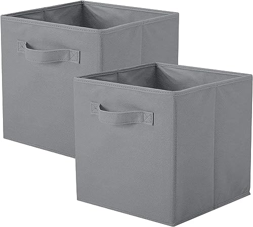powerking Boîtes de rangement pour placards et jouets, boîtes de rangement en tissu pliables et tiroirs de rangement en tissu, lot de 2 (Gris)