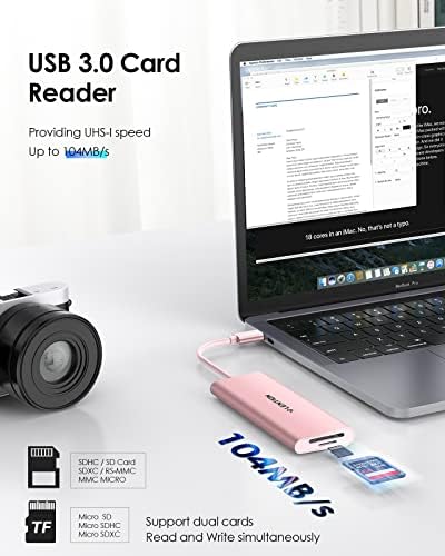 LENTION USB C Hub with 4K HDMI 3 USB 3.0 SD TF Card Reader MacBook Adapter Compatible 2022-2016 MacBook Pro/Air 13/14/15/16 New Mac Air/Surface Chromebook More Multiport Dongle Adaptor (C34 Rose Gold)