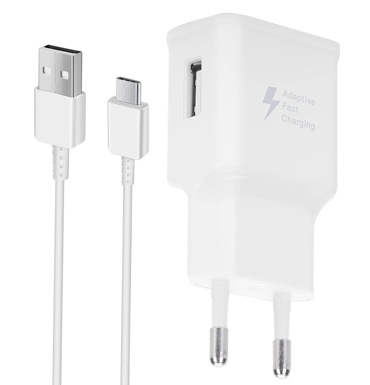 USB Ladegerät Schnellladegerät mit USB C Ladekabel 1,5m Für Samsung Galaxy S22 S21 S20 S10 S9 S8 A16 A15 A14 A35 A56, Fire HD 8/10/ 10 Kids Pro (Weiß)