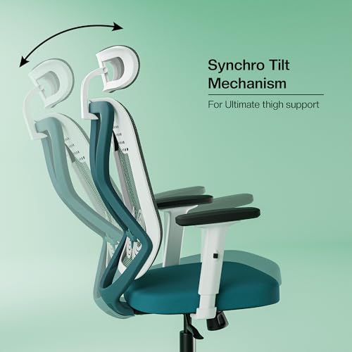 Zodiac Lite | Office Chair | Flybird Ergonomic Design |Adjustable Armrests | Synchro Tilt Mechanism | Adjustable Lumbar Support|Mesh Fabric| No Seat Slider | White & Blue — photo 7