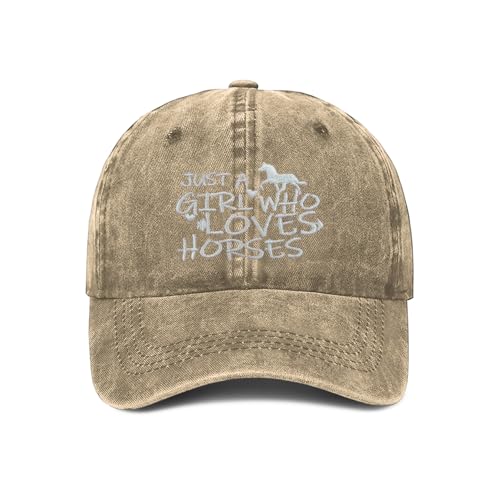 Image of Just Girl Who Loves Horse Hat Baseball Cap for Women Adjustable Trendy Hats Cotton