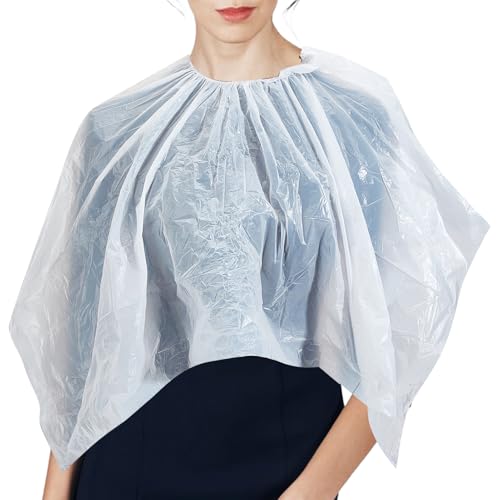 NICENEEDED 30 pz Mantelline Monouso per La Colorazione dei Capelli, Scialle Trasparente Impermeabile al Collo, Salone di Parrucchiere Mantella per Parrucchiere