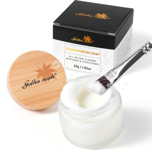 Image of Golden Maple Professional Paint Brush Cleaning Soap - Solid Artist Brush Cleaner & Conditioner for Oil, Acrylic & Watercolor Paint brushes - Works on Sable, Bristle & Synthetic Brushes (30g /1.05oz)