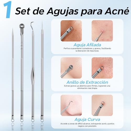 Miniatura 6 de Succionador de puntos negros 5 Boquillas 3 Modos para limpieza facial | Limpieza Facial y Nasal Kit de Espinillas para Eliminar Comedones y Acné Graso,Blackhead remover pore vacuum,Mylzdobs