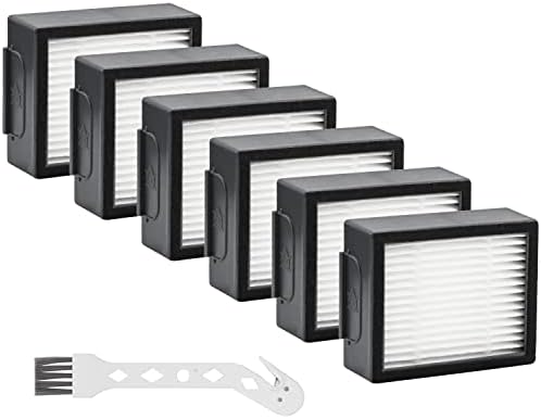 Improvedhand Filters Replacement Fit for i-Robot Roomba E I & J Series i7 i7+/plus i3 i3+ i4 i6 i6+ i8 i8+ E5 E6 E7 Vacuum Cleaner, 6 Pack Filter Replacements + 1 Cleaning Brush