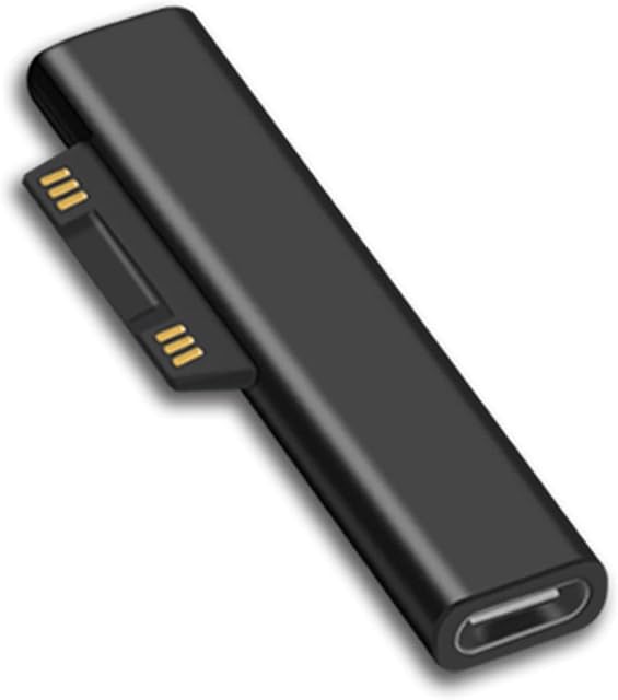 Sisyphy Surface Connect to USB C Charging Adapter(Basic Black,Connector only,1Pack),Compatible for Microsoft Surface Pro 7/6/5/4/3 Go 1/2 Laptop,Works with 45W 15V3A USBC Power Supply