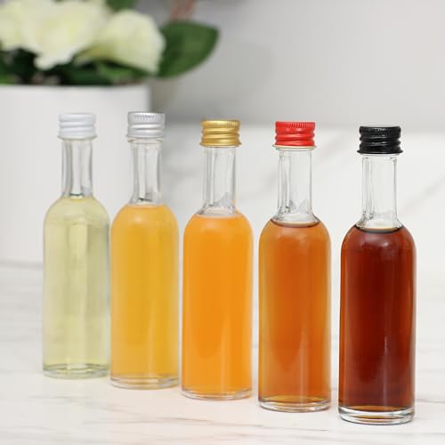 PELLAH GOODS 50 ml (1.7oz) Mini Liquor Bottle Glass With Leak Proof Cap and Heat Shrink Seal, Silver Aluminum Lids, 24 Pack, For Liquor Wine Alcohol Ginger Shots Small Tequila - Thumbnail 4