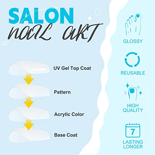 Artquee 28Pcs Colorful Press On Toenails Short Glossy Acrylic Fake Toenail Square Artificial False Toe Nails Full Cover Stick On Toes Nail Tips For Women In 14 Sizes #TOP4