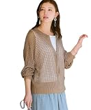 [ニッセン] セーター レディース メッシュニットジップカーディガン モカ S