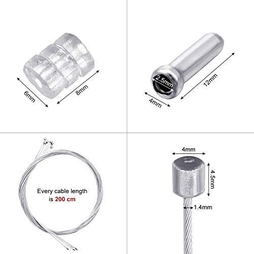 12 Pieces Bike Shifter Gear Cables with End Caps End Ferrules Vertical Cylinder Head Bike Brake Line Bicycle Shifter Line for Mountain and Road