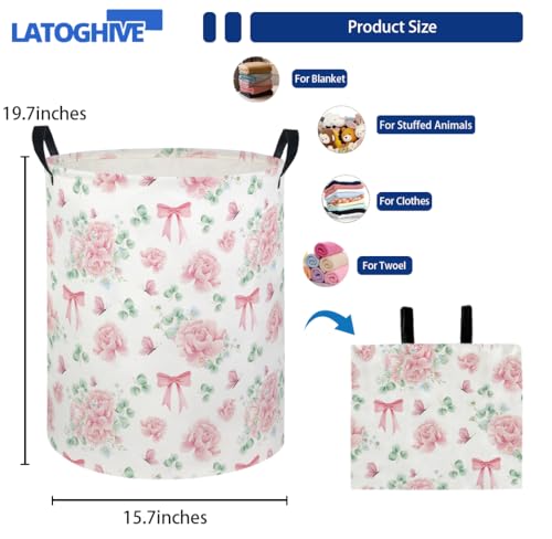 Image of Baby Laundry Hamper kids laundry Basket Waterproof Laundry Bag for Bedroom Clothes Organizer Room Decor(Bowknot Flower)