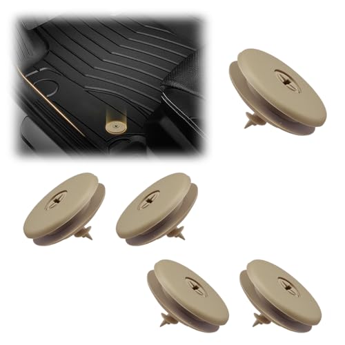 KPFILEH 5 Sets Car Floor Mat Clips, Non-Slip Car Carpet Fixing Clips, Safety Foot Pad Buckle Fastener, Universal Auto Interior Retaining Clip Replace for #3D0-864-851-B41 3D0-061-795-B41(Beige)