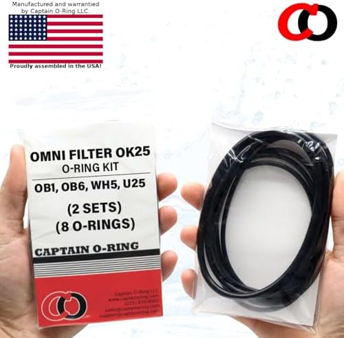 Captain O-Ring - Replacement OK25 O-Rings Compatible with OmniFilter OB1, WH5, U24, U25 Water Filter Housings (2 Sets, 8 O-Rings)