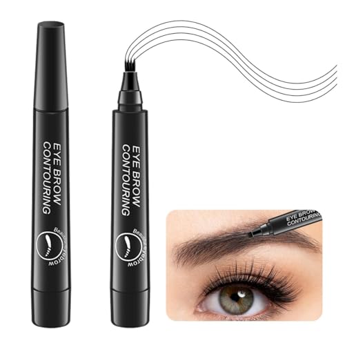 Image of 4-Point Waterproof Eyebrow Pencil (1 Pc, Black), Micro-Fork Tip Brow Pen for Natural Hair-Like Strokes, Long-Lasting Smudge-Proof Eyebrow Sketch Pen, Fine Tip, Easy Application