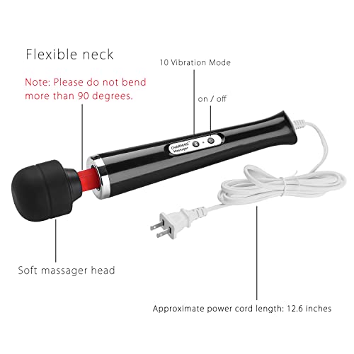 Image of CHARMING Wired Powerful Handheld Massager with Strong 10 Vibrations Back Massage, Personal Therapy Massager for Sports Recovery, Muscle Aches, Full Body Pain (Black)