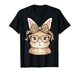 Cute Bunny Rabbit Face Leopard Coquette Bow Glasses Easter T-Shirt