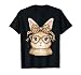 Cute Bunny Rabbit Face Leopard Coquette Bow Glasses Easter T-Shirt
