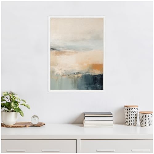 Kate and Laurel Framed Canvas Wall Art Print Blue Beach Ocean Coastal Abstract 3 by The Creative Bunch Studio, 18 x 24 Sylvie White Frame, Coastal, Abstract Art for Wall Decor by Kate and Laurel - Used condition - Image 5