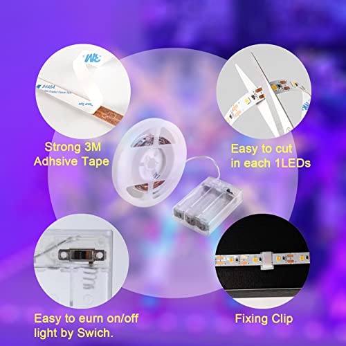 Marreal Battery Operated Black Lights,6.56Ft 120 Led Flexible Black Light Battery Operated,Uv Light Strip Black Light String Light For Glow Party Halloween Glass Cabinet Poster Painting,Non-Waterproof #TOP4