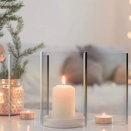 Miniatura 2 de Bestyash 3piezas Portavelas De Vidrio Transparente Prueba De Viento Candelabros Cilíndricos Abiertos Para Decoración Romántica Interiores Y Exteriores