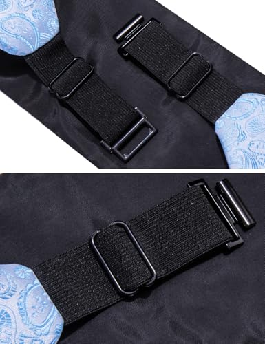 Image of YOHOWA Men Cummerbund Bow Tie Set Silk Paisley Formal Pre-Tied Bowtie Pocket Square Cufflinks Wedding Party Prom
