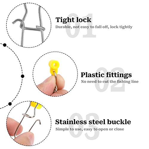 Fishing Line Sinker Slides 40Pcs Stainless Steel Catfishing Rig With Duo Lock Snaps Sinker Weight Connectors Catfishing Tackle Heavy Duty Sinker Slider For Fishing Tackle #TOP19