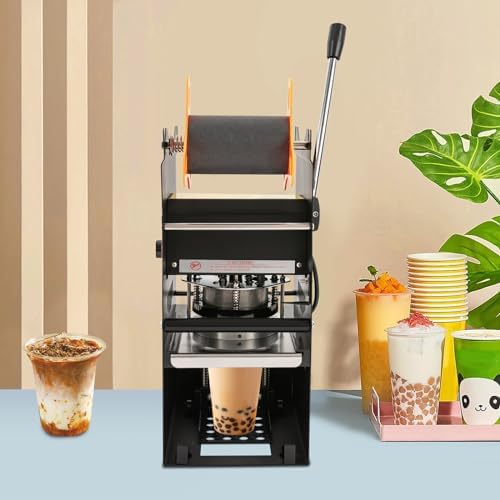 Manual Tea Cup Sealer Machine, 170mm Bubble Tea Sealer, 300 Cups/H, Heating Technology for Milk Tea, Cake Shops, Coffee Shops, Snack Bars (Blue) - Perfect for Efficient Sealing!