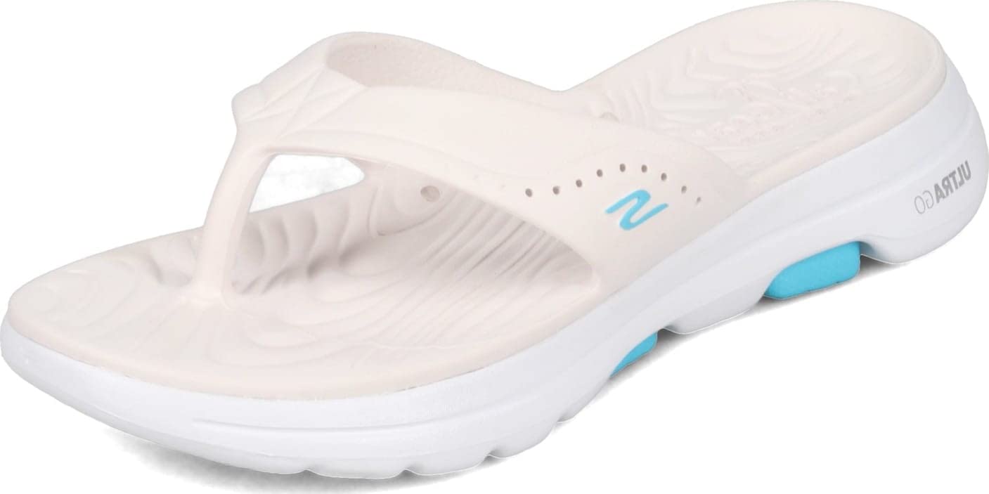 Skechers Women's Foamies Go Walk 5-Bali Sport Sandal, White, 11
