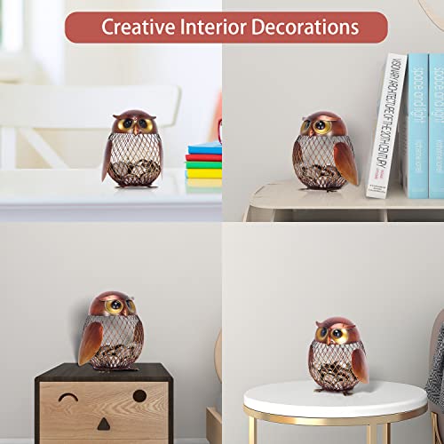 Tooarts Owl Shaped Metal Coin Bank Box Handwork Crafting Art #TOP3