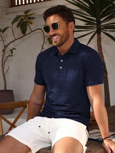 Image of TAGDO Men's Cotton Premium Casual Jacquard Fabric Polo T Shirt for Man | Collar | Half Sleeve | Comfortable Fit with Modern Style | Trendy Look (2067)