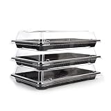 Lot de 50 porte-SUSHI rectangulaire noir (217 mm x 137 mm x H 50 mm) environ 8/10 portions avec couvercle pour emporter SUSHI, riz, sashimi, poisson et saumon