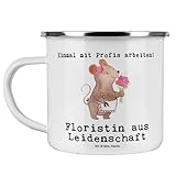 Mr. & Mrs. Panda Camping Emaille Tasse Floristin aus Leidenschaft - Geschenk, Blumenlanden, Ausbildung, Campingtasse, Trinkbecher, Blumenprofi, Metalltasse, Blumenhändlerin, Firma, Arbeitskollege