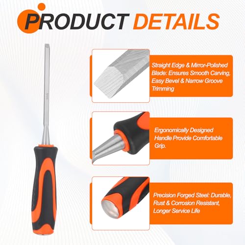 Cinceles de madera de 1/4 pulgadas herramientas de carpintería de acero para tallar 5
