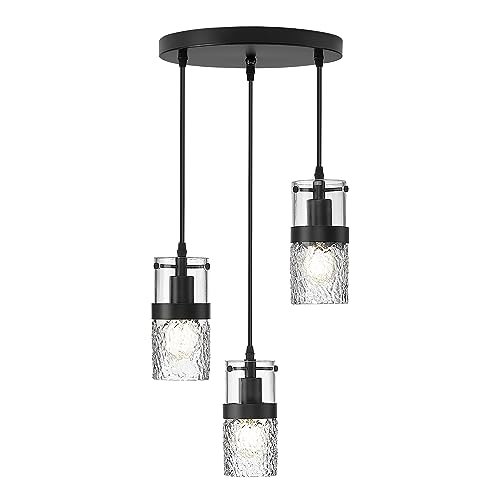 LMS Black 3-Light Pendant Fixtures, Adjustable Kitchen Hanging Light Fixture, Cluster Pendant Lights, LMS-188 by LMS - Used condition - Image 2