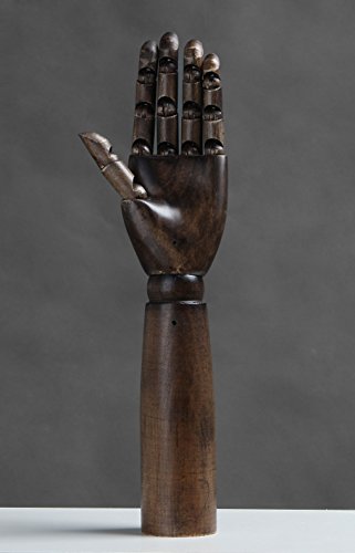 MANO MADERA ARTICULABLE COLOR NOGAL/FEMENINA- MANO IZQUIERDA 36CM