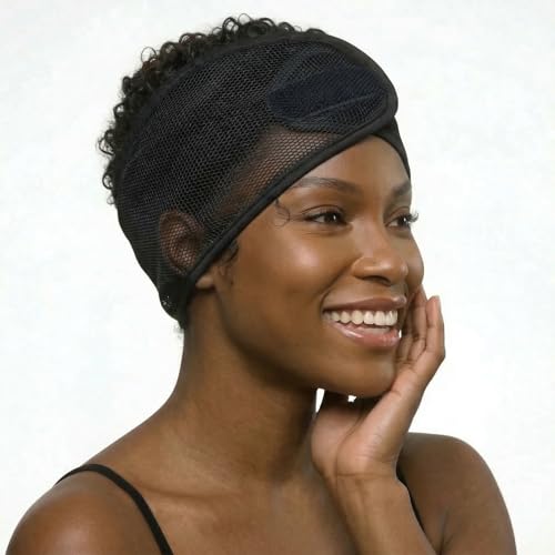 DONNA Argan Mesh Wrap Black Color 1PC - Face Wash Headbands for Women and Make up, Shower Cap