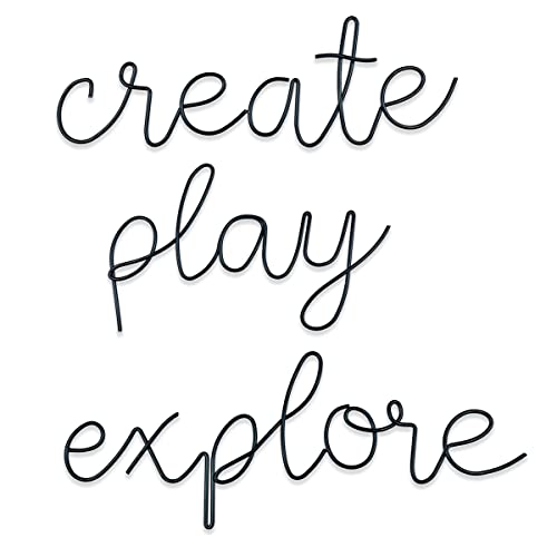 KRSHEMDE Playroom Wall Decor Metal Play Explore Create Inspirational Wall