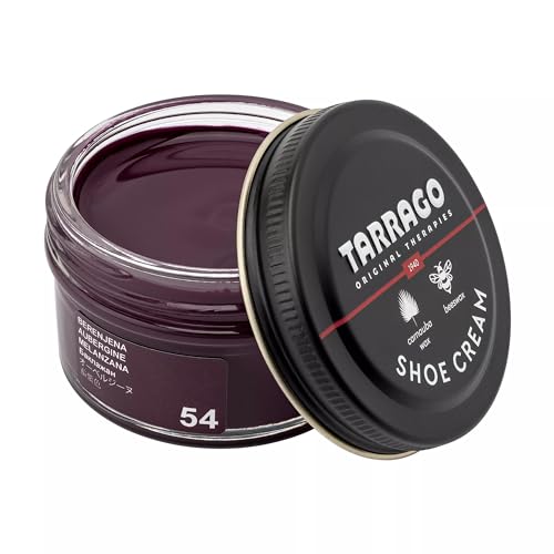 Tarrago Shoe Cream Professional Shoe Polish for Leather Boots, Shoes, Purse, Furniture Eco Friendly Leather Conditioner 1.7oz - Aubergine Purple #54